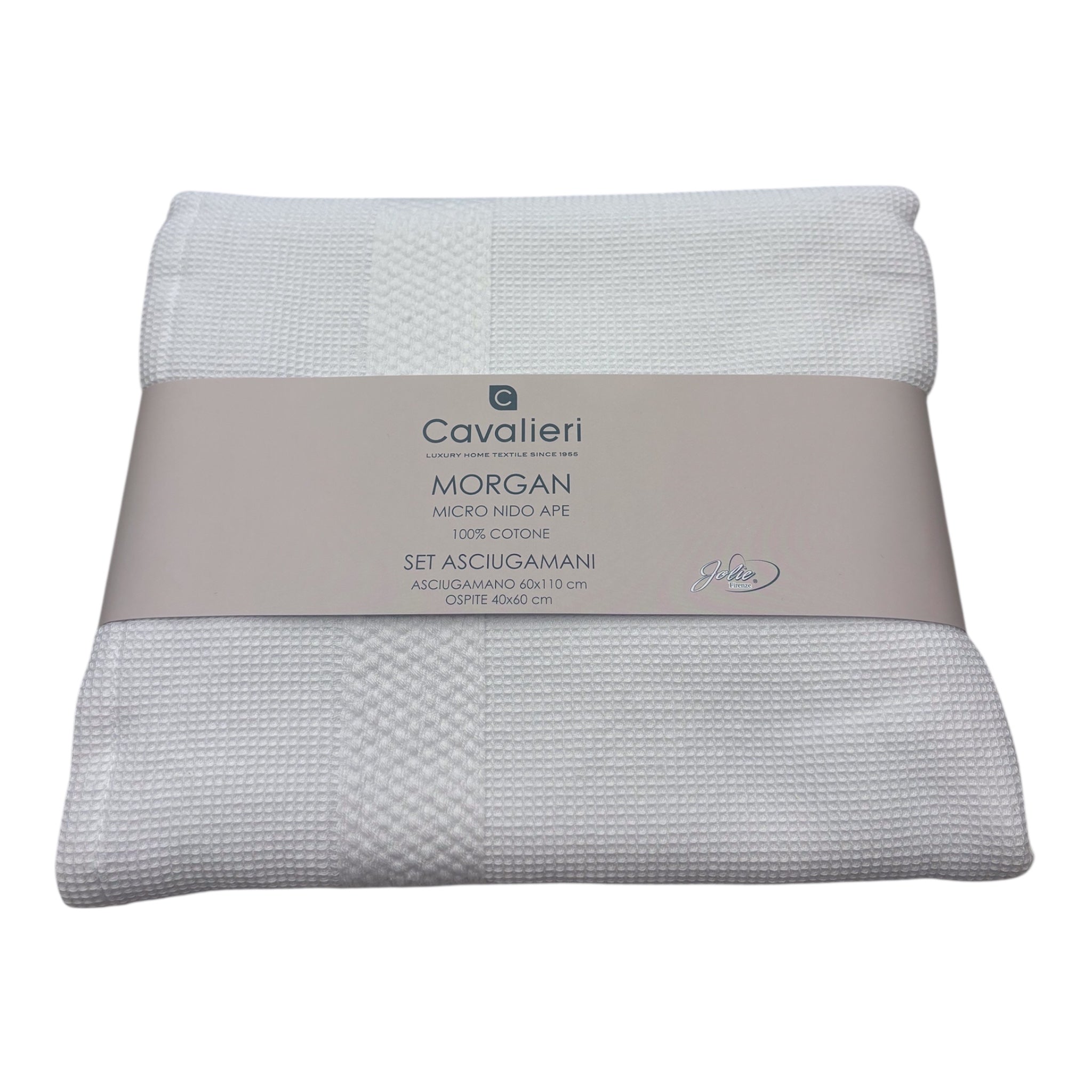 Set asciugamani 1+1 Nido d’ape Morgan Cavalieri var. Bianco