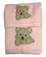 Coppia asciugamano bimbi Orsetto Rosa