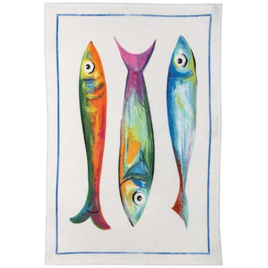 Strofinaccio in Puro Lino dis. POISSON BLEU TROIS Tessitura Toscana Telerie