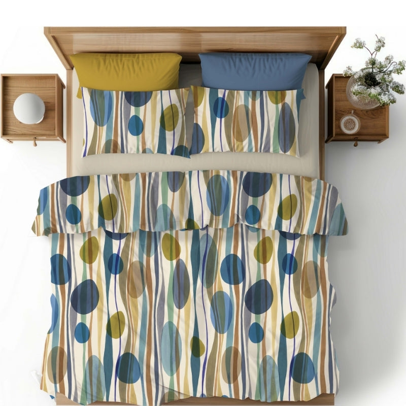 Completo lenzuolo copriletto OVAL var. Blu TAG HOUSE