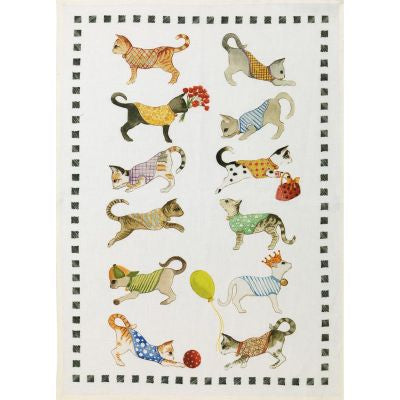 Strofinaccio in Puro Lino dis. BEST FRIEND GATTI Tessitura Toscana Telerie