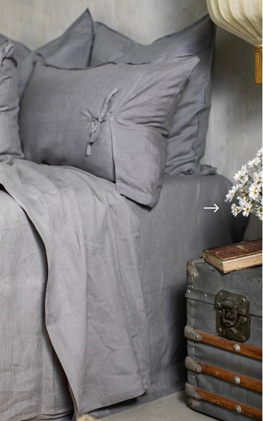 Completo letto matrimoniale Jenny | Puro Lino | Grigio