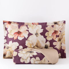 Parure copripiumino matrimoniale Viola Aubergine - Peonia | Reevér