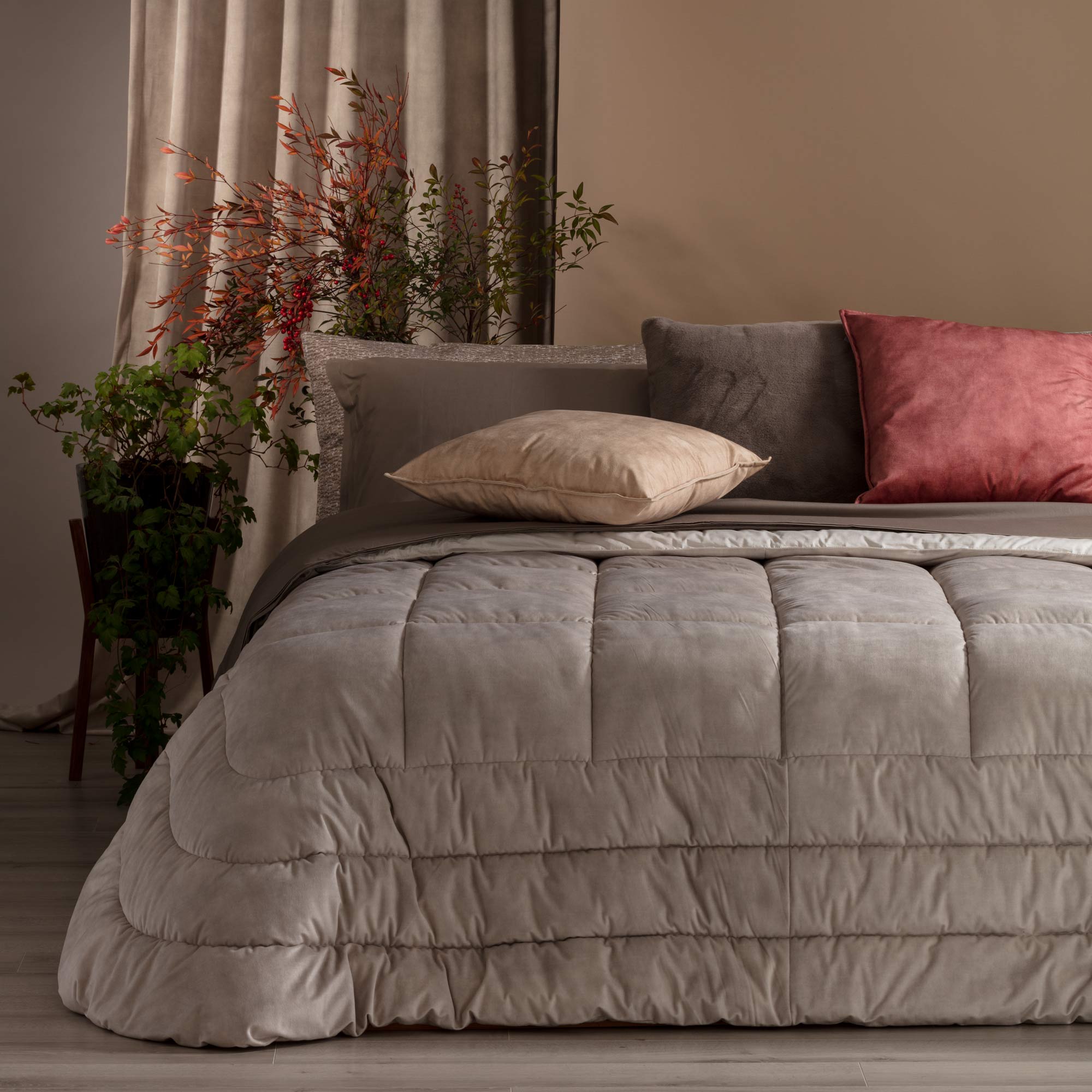 Trapunta in velluto singola grigio - Goodly | Riviera