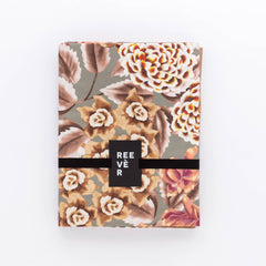ORTENSIA completo letto raso di cotone stampato MATRIMONIALE | Verde Oliva