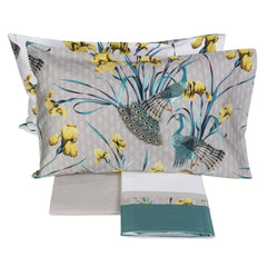 Completo Letto Matrimoniale Pavone - Grigio-Ocra