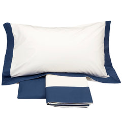 Completo lenzuola 1 piazza e mezzo colore bianco/blu - Plein | Fazzini