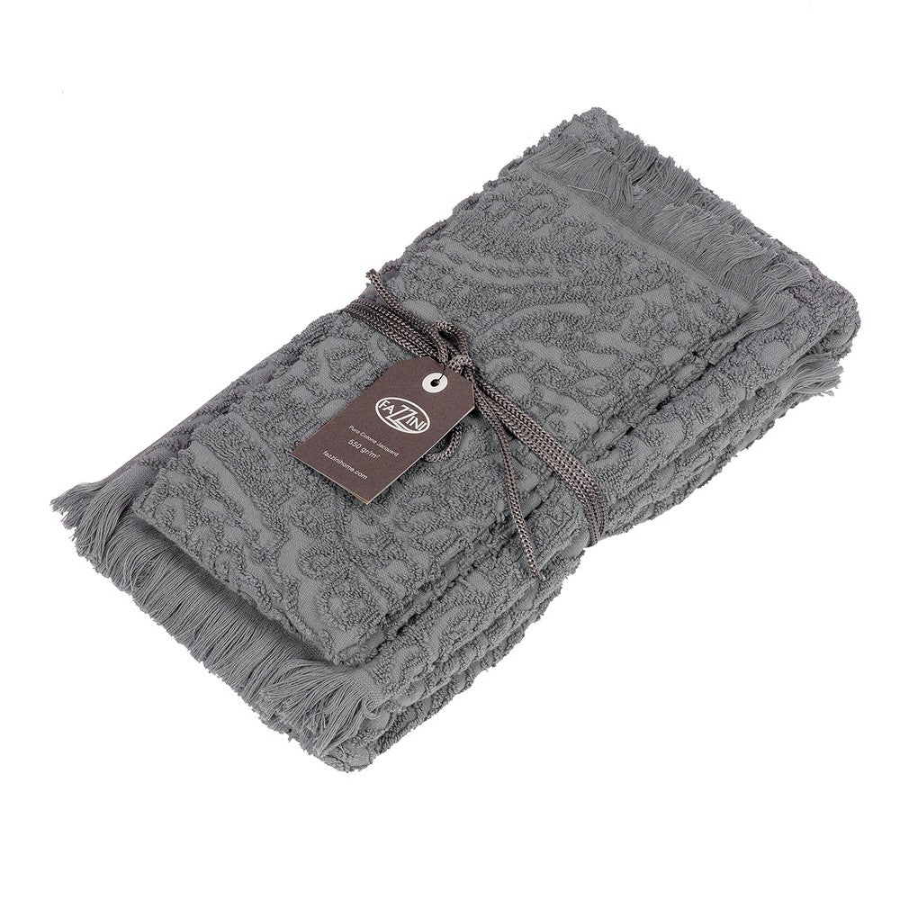 Coppia di asciugamani color piombo - Dafne | Fazzini