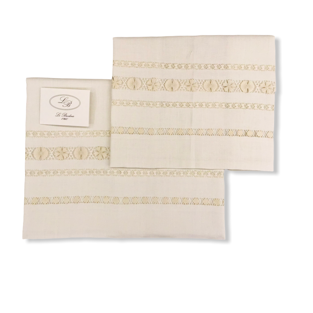 Coppia di asciugamani puro lino variante 3 | Le Broderie