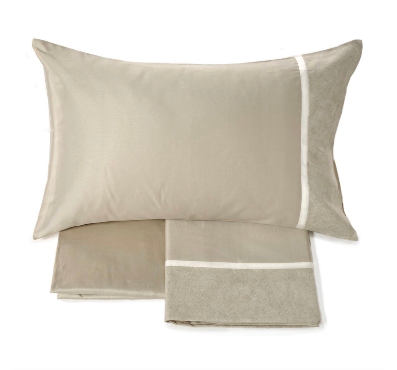 Completo lenzuola matrimoniale beige/grigio - Galuchat | Fazzini