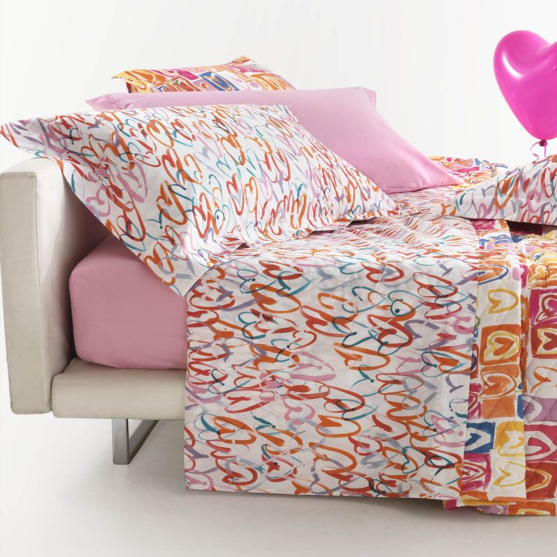 Completo letto matrimoniale fucsia - Love | Mirabello