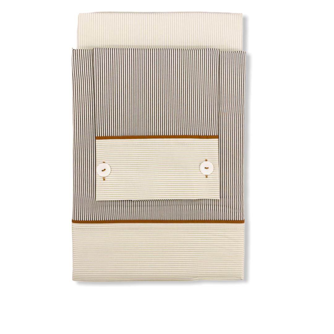 Completo lenzuola 1 piazza e mezzo grigio/beige - Polsino | Fazzini