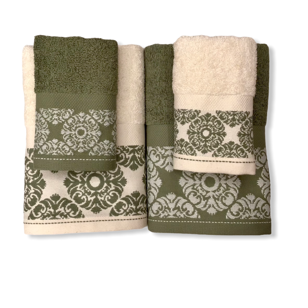 Set 4 asciugamani spugna - Bomdia- Salvia e Panna