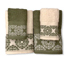 Set 4 asciugamani spugna - Bomdia- Salvia e Panna