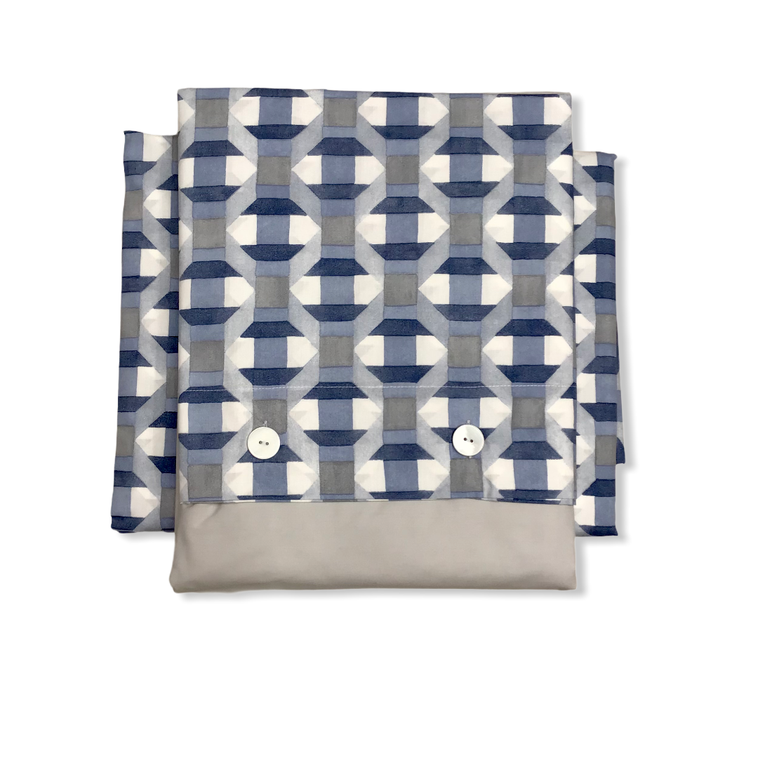 Completo lenzuola 1 piazza e mezzo colore gesso/blu/grigio - Twiggy | Fazzini