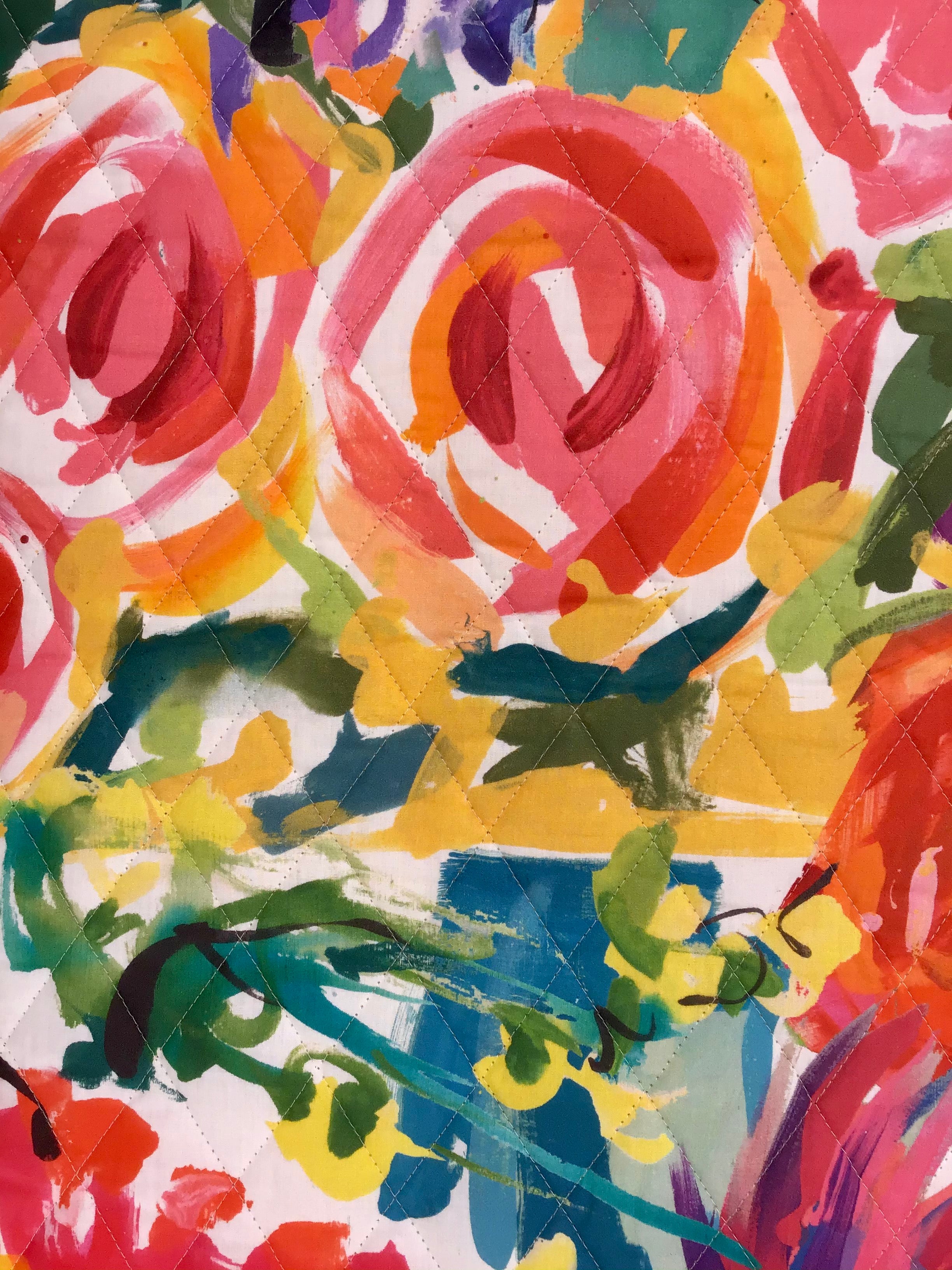 Trapuntino Quilt matrimoniale - Brush Bloom - Rosso - Mirabello