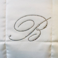 Copriletto trapuntato Blumarine - Note Blu - Quilt Matrimoniale Bianco