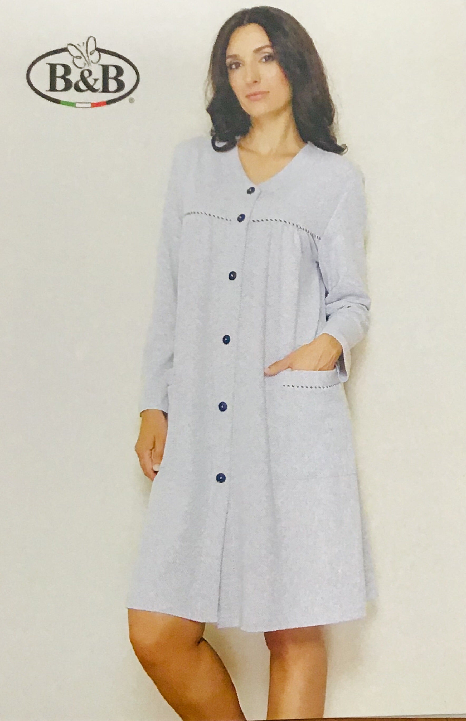 Vestaglia donna manica lunga e abbottonata
