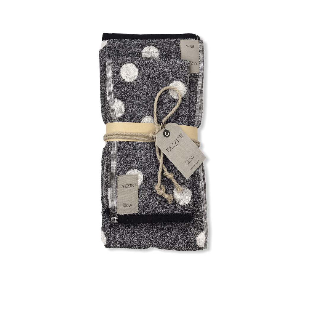 Coppia di asciugamani neri - Pois | Fazzini