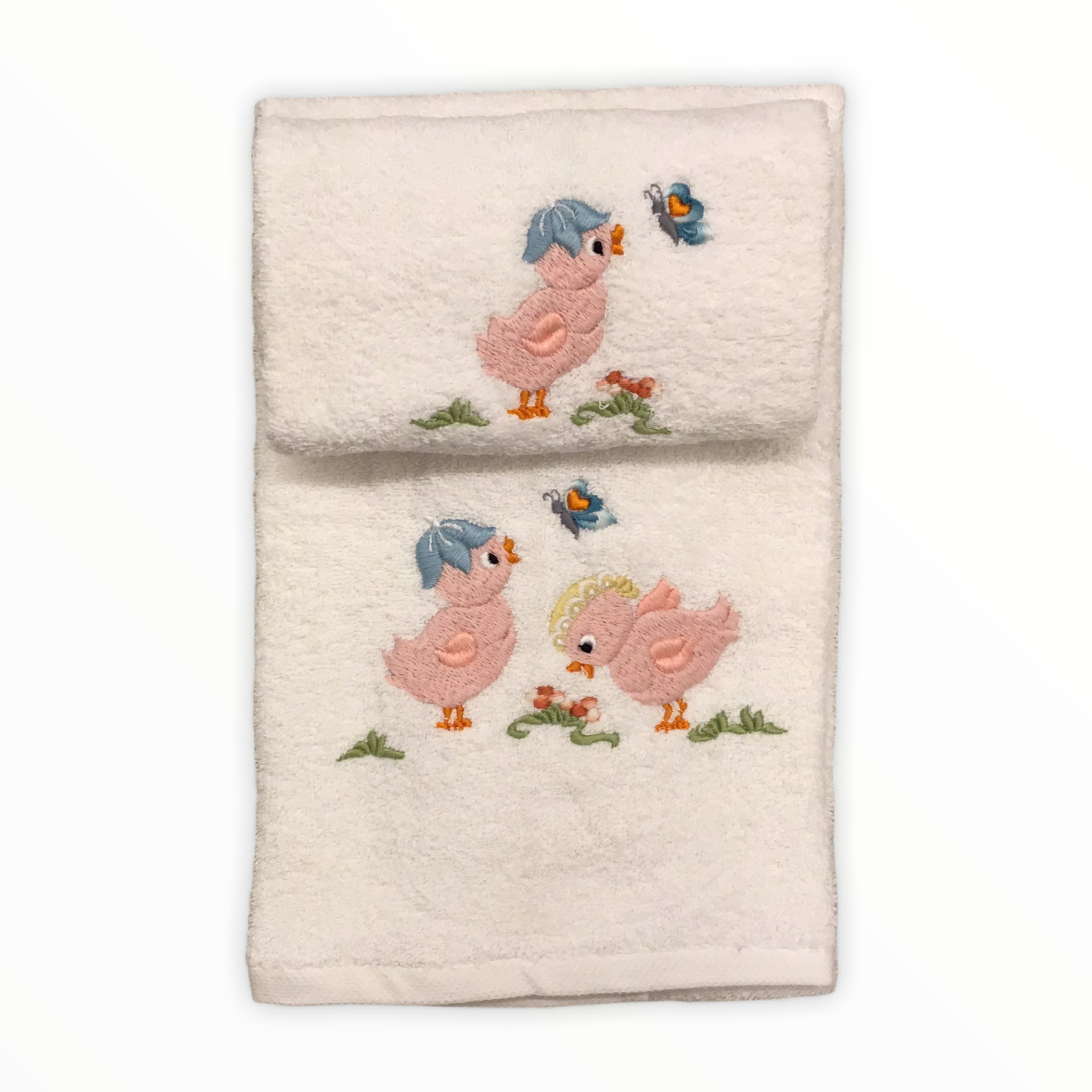 Asciugamani bimbo rosa fantasia pulcini | Camilla Ricami