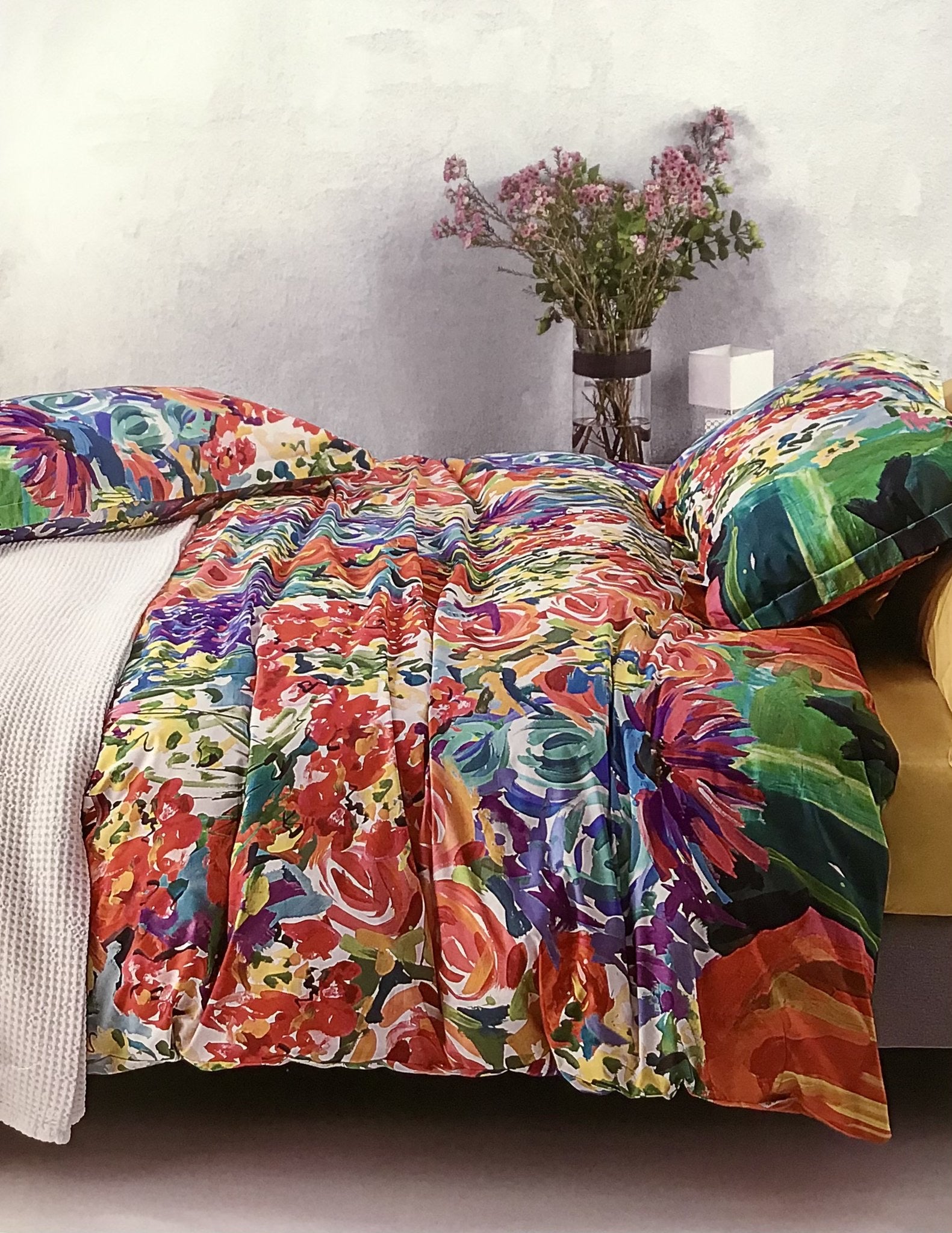 Trapuntino Quilt matrimoniale - Brush Bloom - Rosso - Mirabello