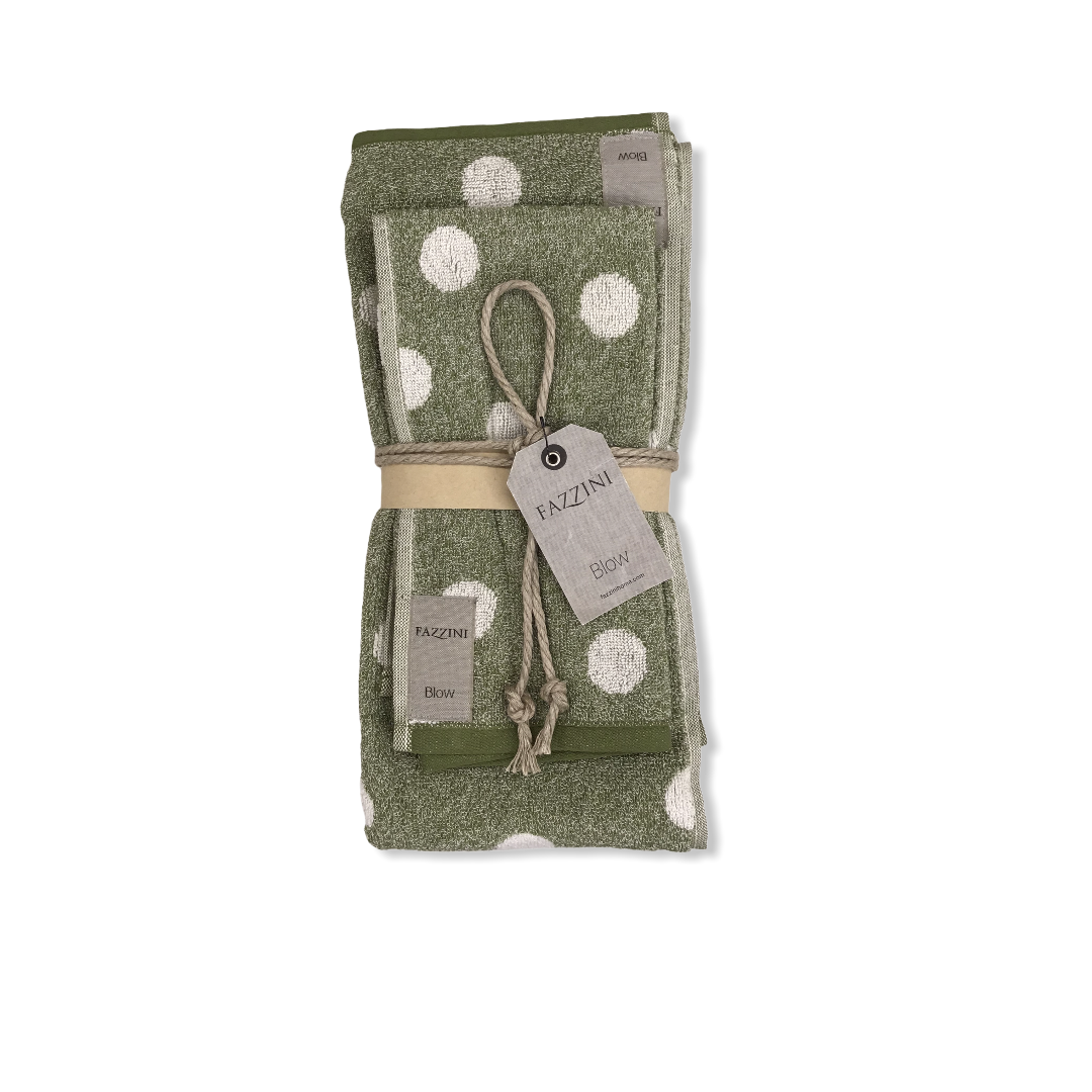 Coppia di asciugamani verdi - Pois | Fazzini