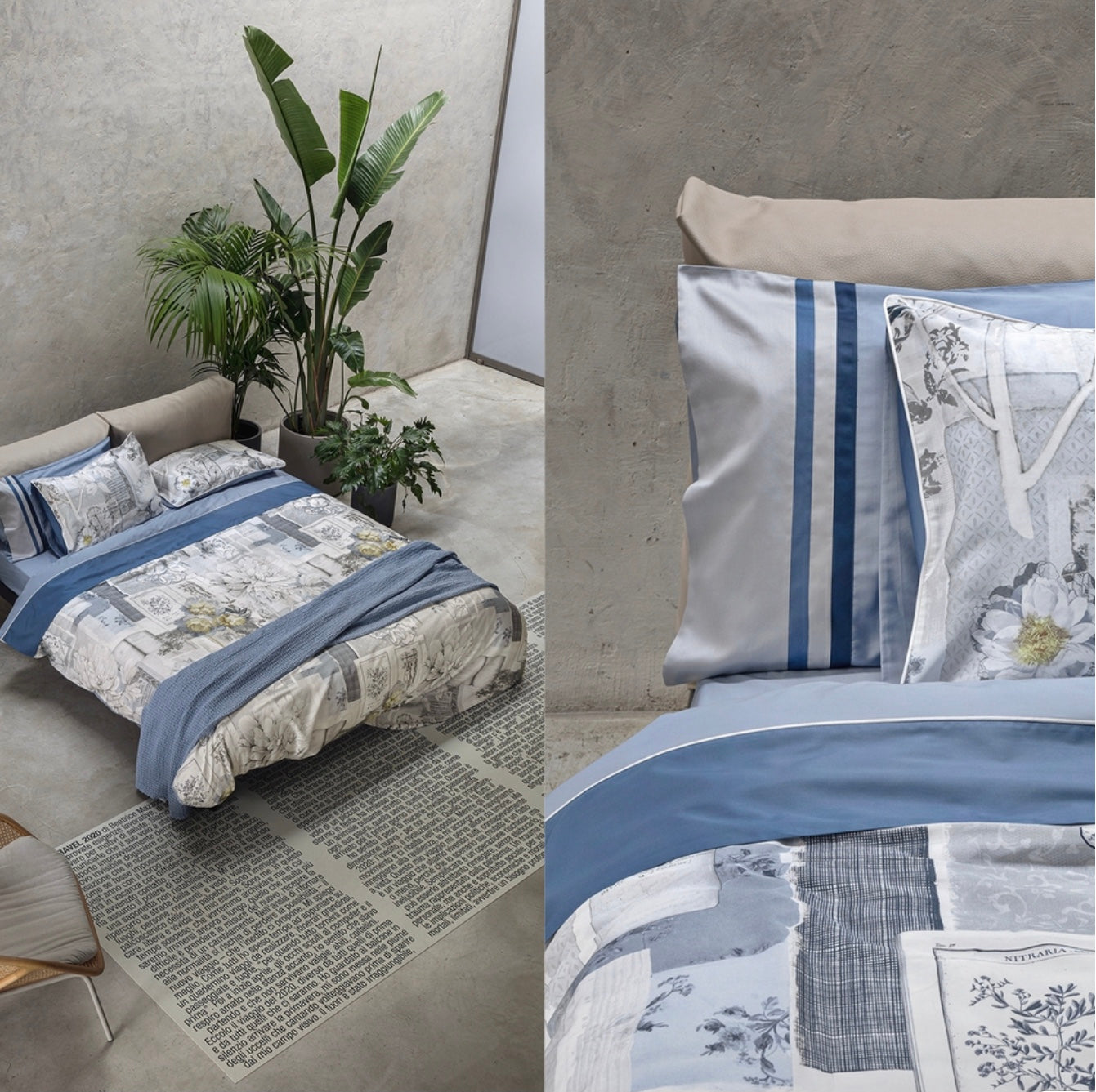 Completo lenzuola matrimoniale blu indaco - Divina | Fazzini