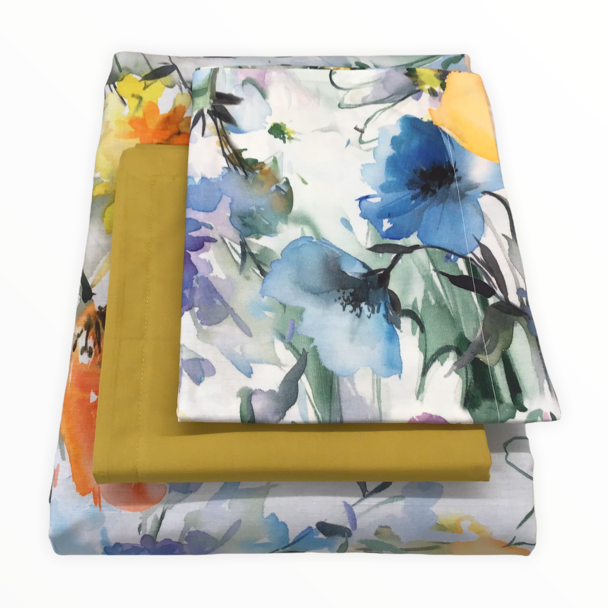 Parure copripiumino matrimoniale albicocca - | Acquerello di fiori | Mirabello