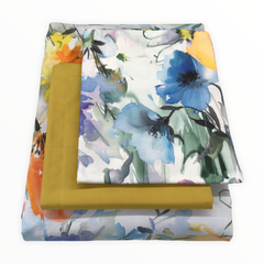 Parure copripiumino matrimoniale albicocca - | Acquerello di fiori | Mirabello