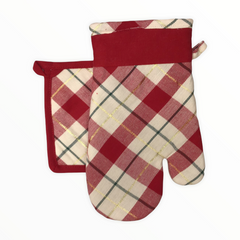 Set Guanto e Presina | Tartan Oro | Aspen