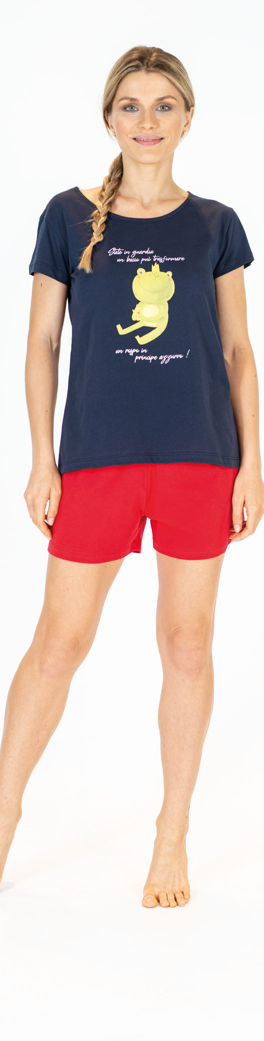 Pigiama donna Maryhome t-shirt blu pant. corto 97756