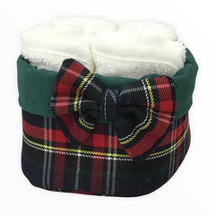 Set 4 Lavette Verdi 30x30 cm con Cestino Scozzese