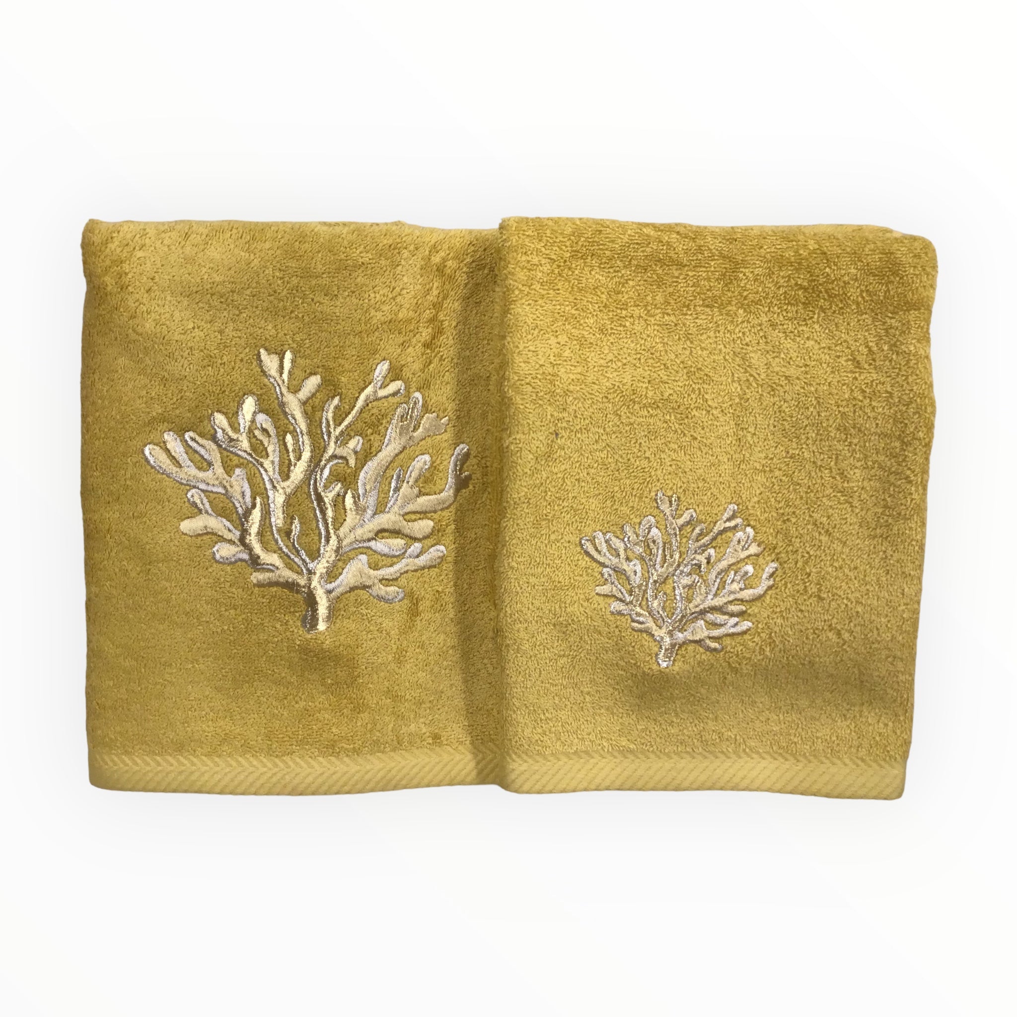 Coppia asciugamani ocra | Corallo | Dea