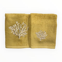 Coppia asciugamani ocra | Corallo | Dea