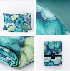 Parure copripiumino blu ottanio | Camelia | Reever