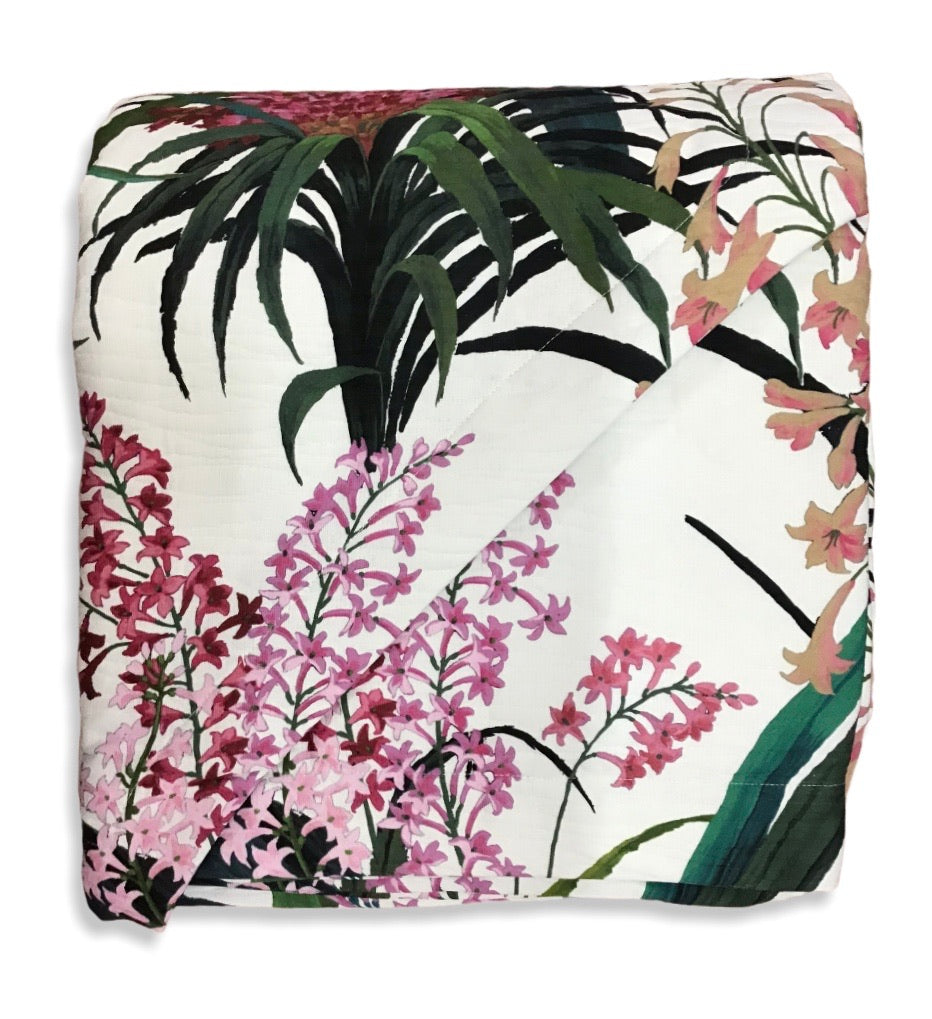 Copriletto due piazze - Hibiscus Fazzini- verde bosco