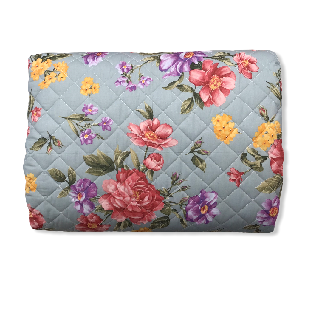 Trapuntino matrimoniale azzurro fiorato - Giusy | Cavalieri