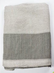 Tovaglia Puro Lino Patch Nat - Manifatture Tessile Prete - col. Bianco fascia ardesia/argento 2120