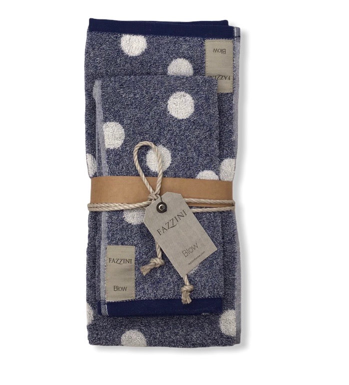 Coppia di Asciugamani blu - Pois | Fazzini