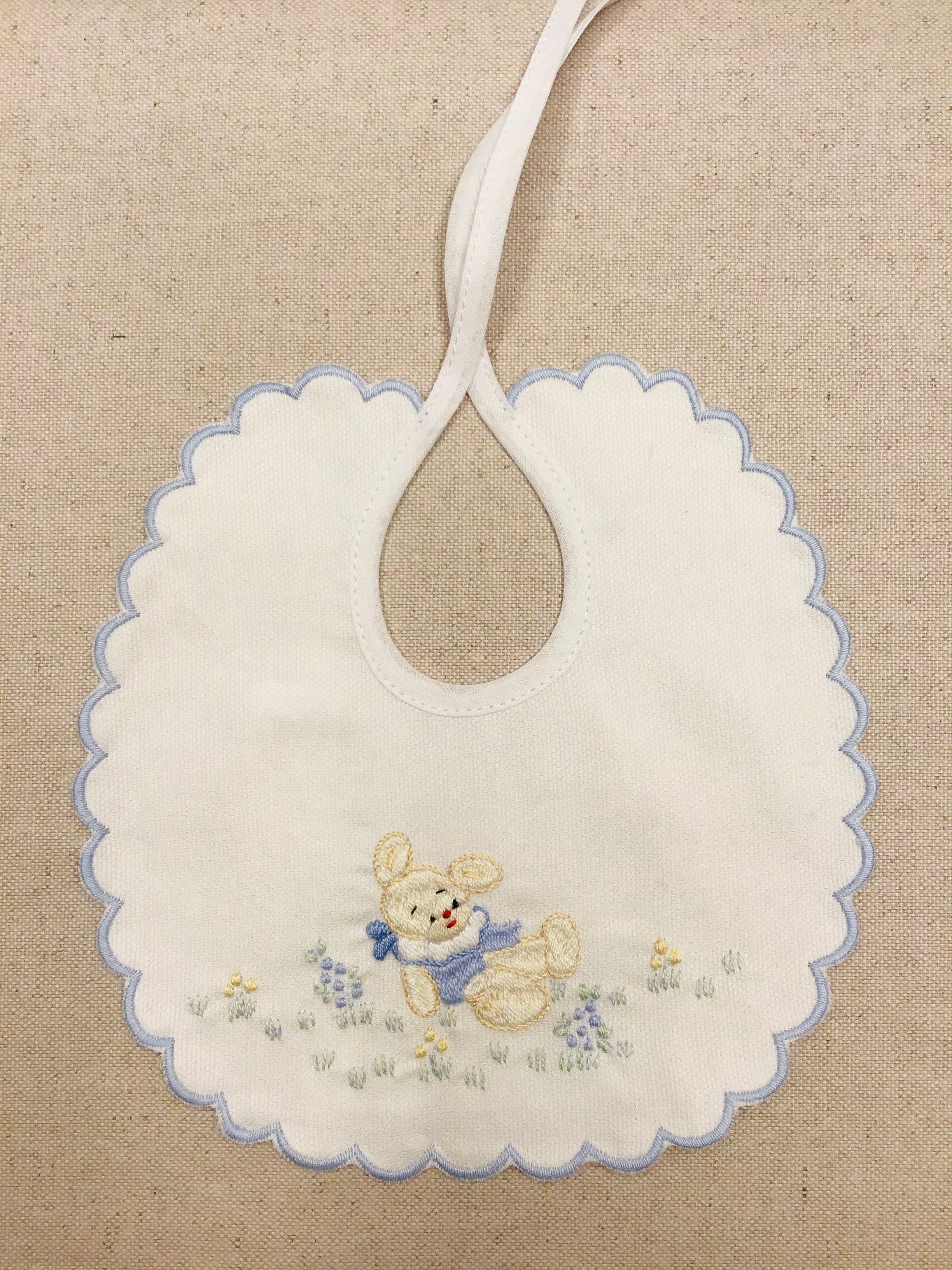 Bavaglino da pappa - nascita - Monica Confezioni - Ricamo a mano - 10