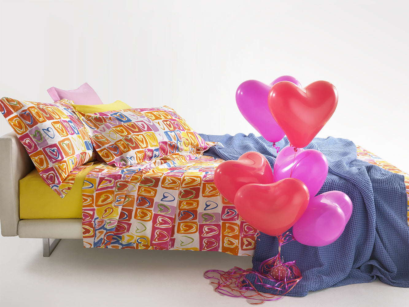 Completo lenzuola matrimoniale giallo - Valentine | Mirabello