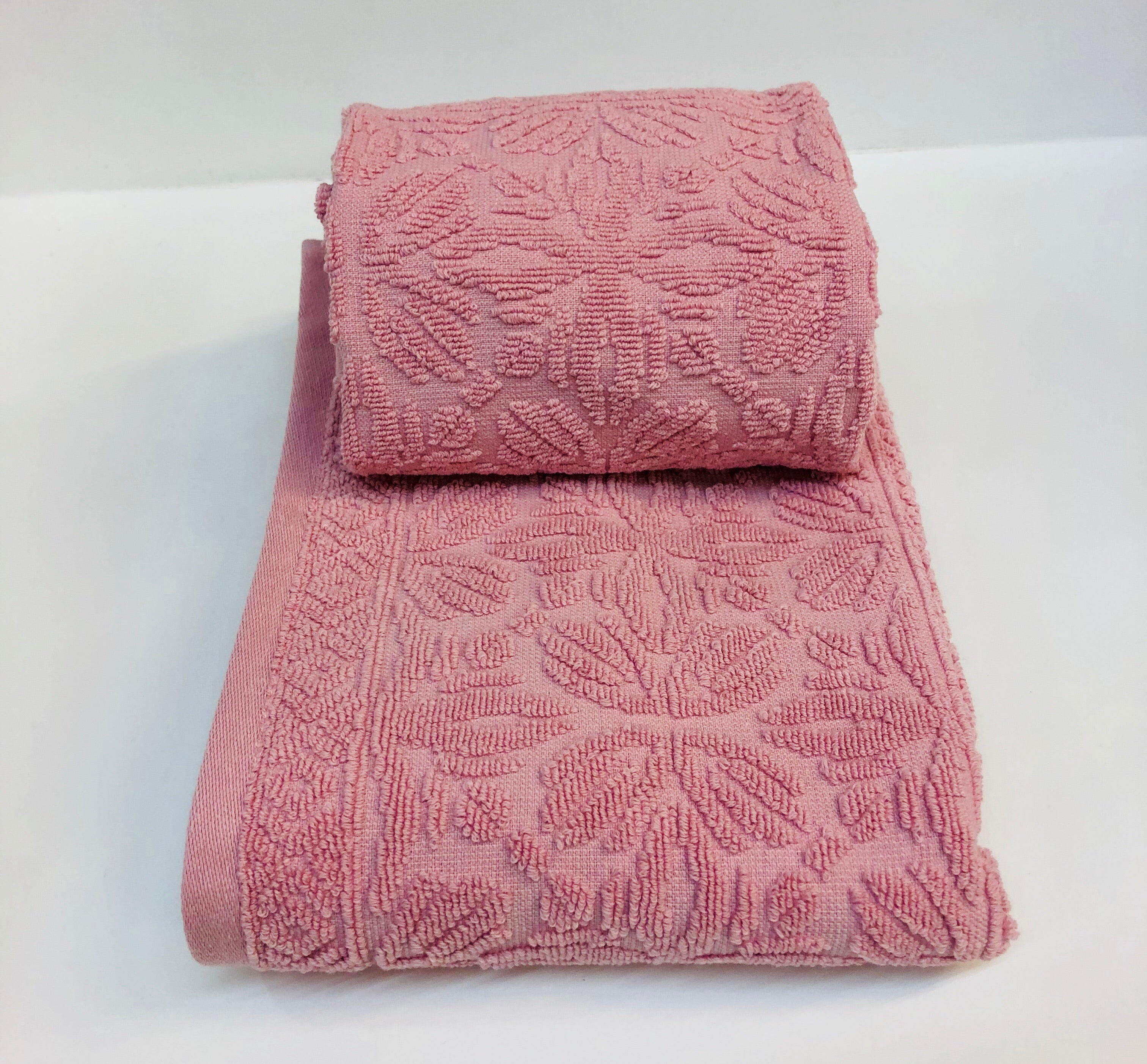 Asciugamani spugna Maryhome viso e bidet colore peony