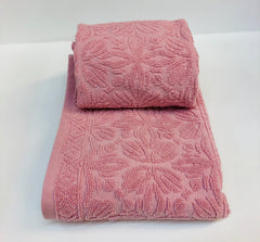 Asciugamani spugna Maryhome viso e bidet colore peony