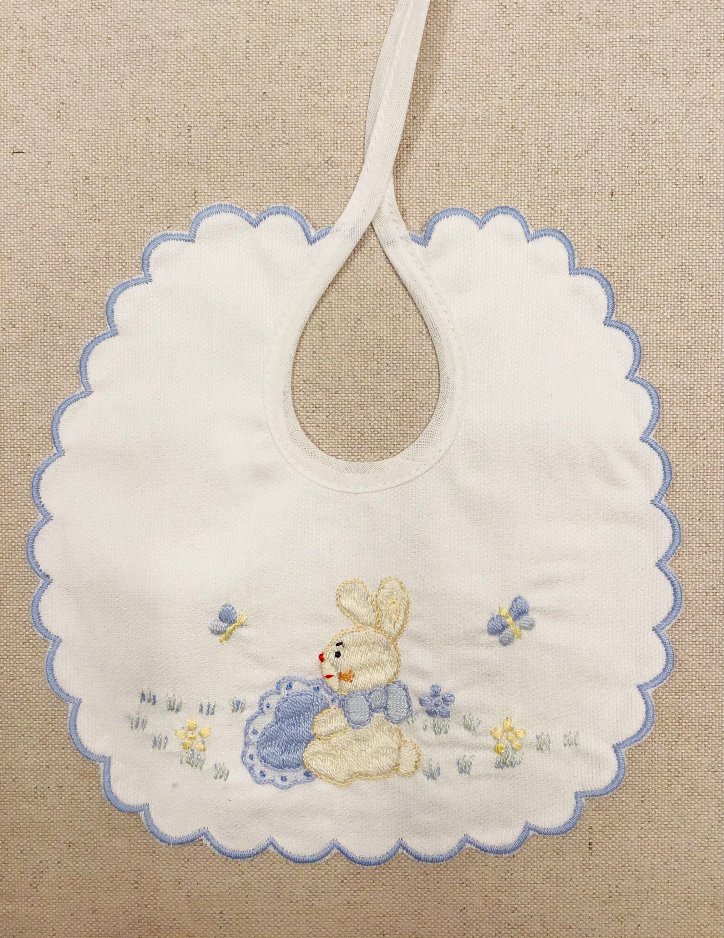 Bavaglino da pappa - nascita - Monica Confezioni - Ricamo a mano - 5