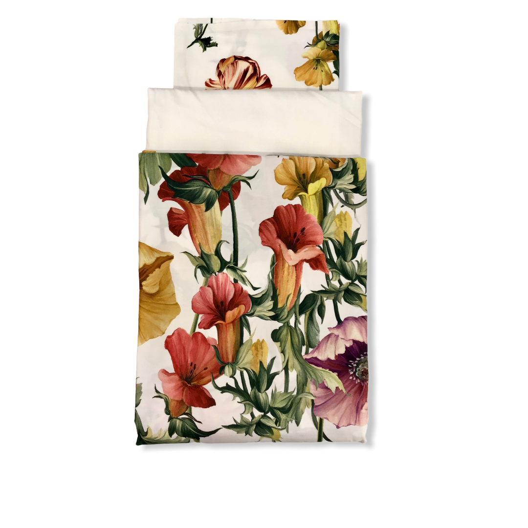 Completo lenzuola matrimoniale bianco - Poppies Field | Mirabello