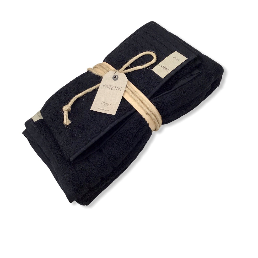 Coppia di asciugamani neri - Coccola | Fazzini