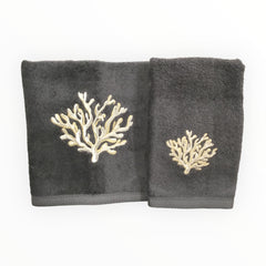 Coppia asciugamani Grigio | Corallo | Dea