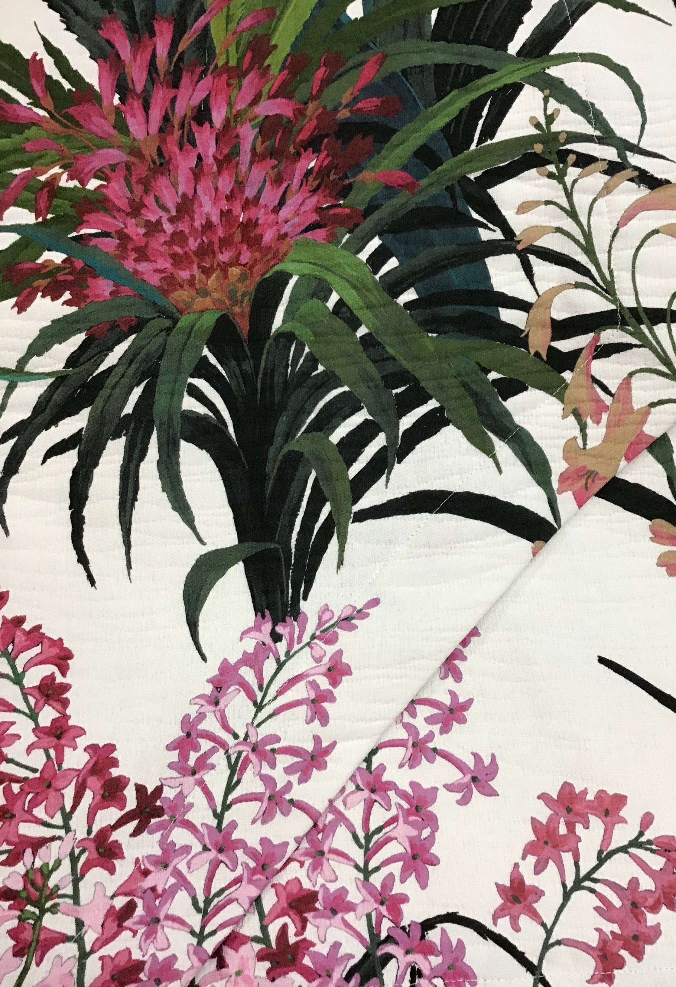 Copriletto due piazze - Hibiscus Fazzini- verde bosco