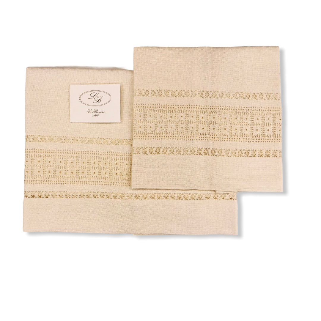 Coppia di asciugamani puro lino variante 1 | Le Broderie