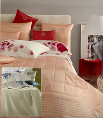 Copriletto trapuntato Blumarine - Note Blu - Quilt Matrimoniale Bianco